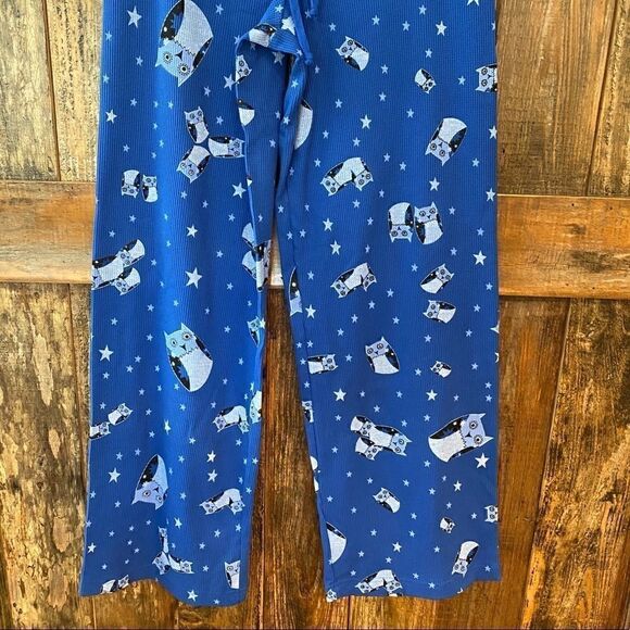 The Pajama Gram Sz M Royal Blue Hootie Owl Cotton Drawstring Pajama Bottoms - Picture 4 of 6